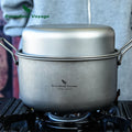 Boundless Voyage Camping Cooking Pot Multifunctional Titanium Steamer Soup Pot Frying Pan Set with Lid Outdoor Mess Kit Ti2057C