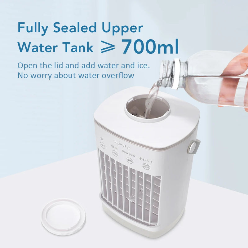 Small Household Summer Cooling Equipment Mini USB Desktop Air Conditioner Fan With Mist Spray Humidifying Feature Portable Cold
