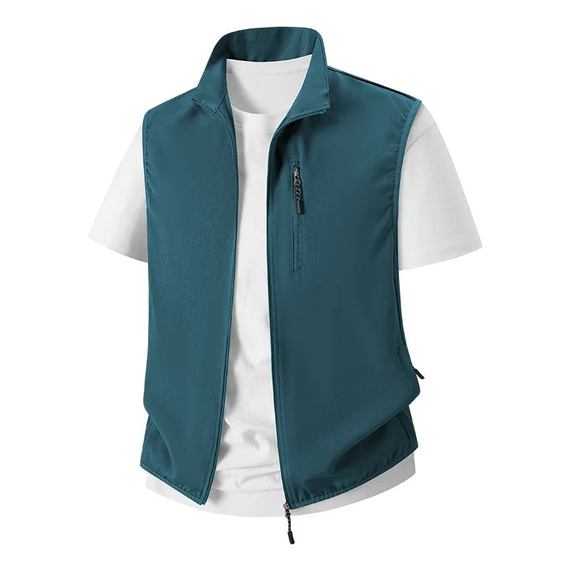 Summer New Men's Lightweight Thin Vests Trend Baseball Collar Zipper Sleeveless Casual Vest Coats Simple All-match Men Vests 6XL