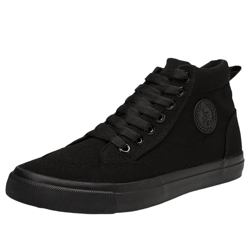 Mens High top Footwear Fashion Canvas Shoes Flat High top Men's Casual Shoes Cool Street Brand Shoes Classic Black White A136