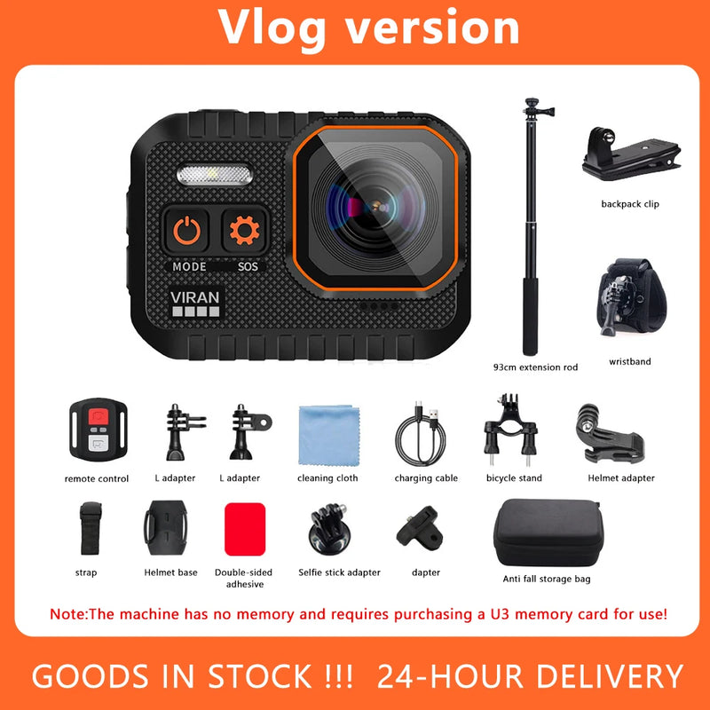 VIRAN SC002 Action Camera 4K With Remote Control Screen Waterproof Sport Camera Drive Recorder Sports Camera Helmet Action Cam