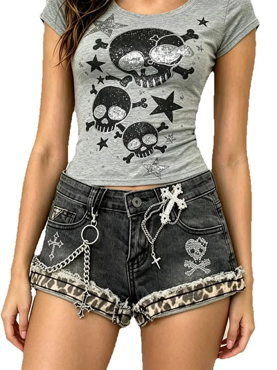 Y2k Vintage Denim Shorts Fashionable Kpop Hot Pants 2000s | SAMAG