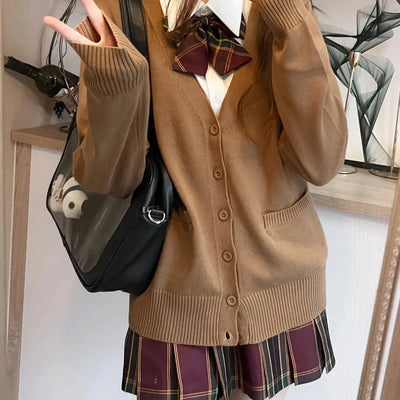 Women Cardigan Japanese Fashion V - neck Knitted Sweater JK | SAMAG