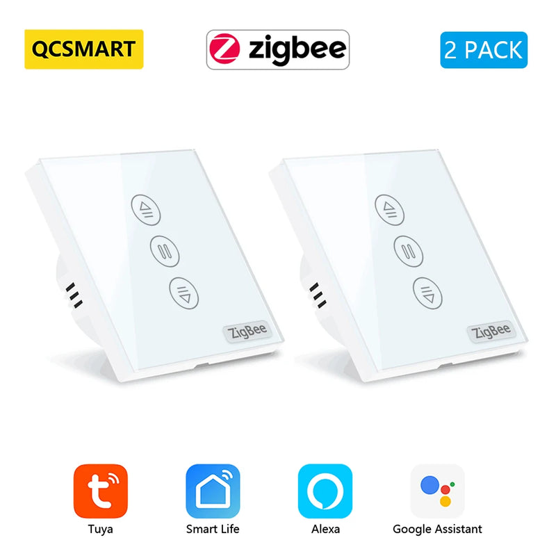 Tuya Smart ZigBee 3.0 EU Curtain Blinds Touch Switch for Electric Roller Shutter motor Google Alexa Voice Control Home Automatio