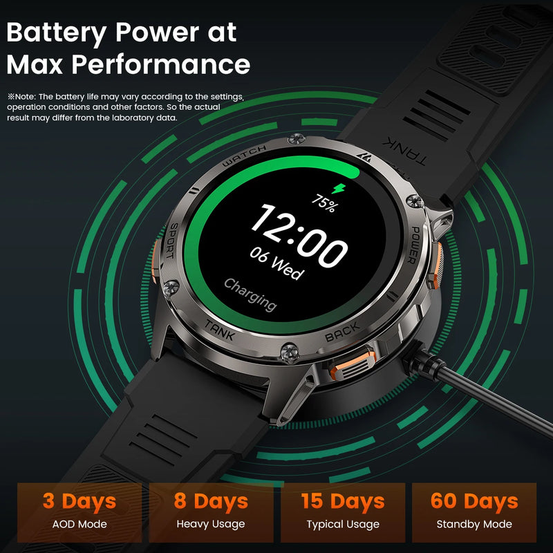 [Hot Selling] KOSPET TANK T3 Smart Watch For Men with Call and Text Digital Fitness Watches AMOLED AI Voice AOD BluetoothTracker