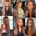 Dark Brown Lace Front Human Hair Wigs Bone Straight HD Lace Wigs Chocolate Brown Glueless Wigs Human Hair Realy 180% Density