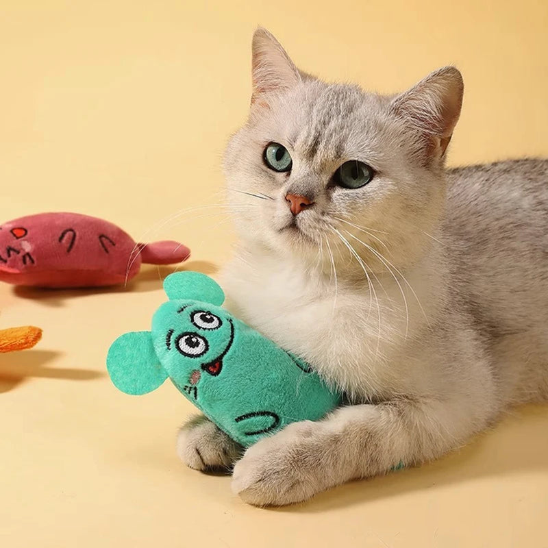 Cartoon cat and dog shaped toys, bite-resistant puppy plush dolls cat self-entertainment teeth grinding and cleaning interactiv