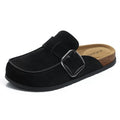 Smile Popcorn Genuine Suede Clogs for Women Cork Footbed Leather Mules Slip On with Comfort Memory Foam and Adjustable Buckle