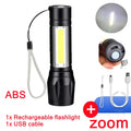 PwwQmm Portable USB LED Flashlight XPE COB Flashlight with 3 Modes Rechargeable Zoom Flashlight Light Waterproof Camping Light