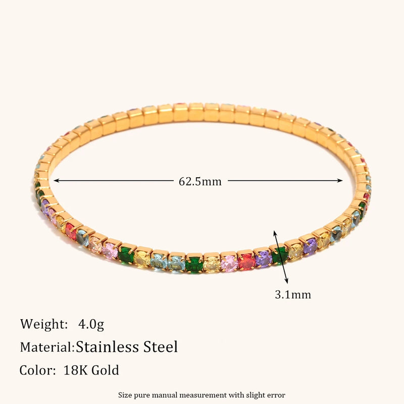 La.Muses Elastic Cubic Zirconia Stainless Steel Woman's Bracelet Fashion Luxurious Jewelry Party Accessories
