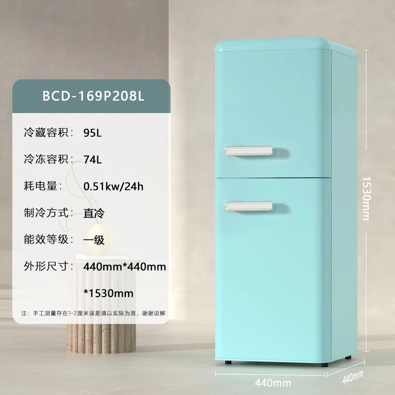 refrigerator retro single door double door small household kitchen refrigerated and frozen mini