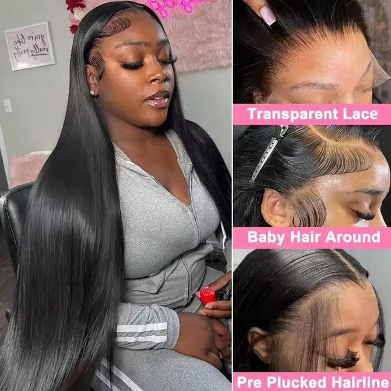 Straight Human Hair Lace Wigs 250% Density 13x4 13x6 5x5 HD Transparent Lace Glueless Wigs Pre Plucked Hairline