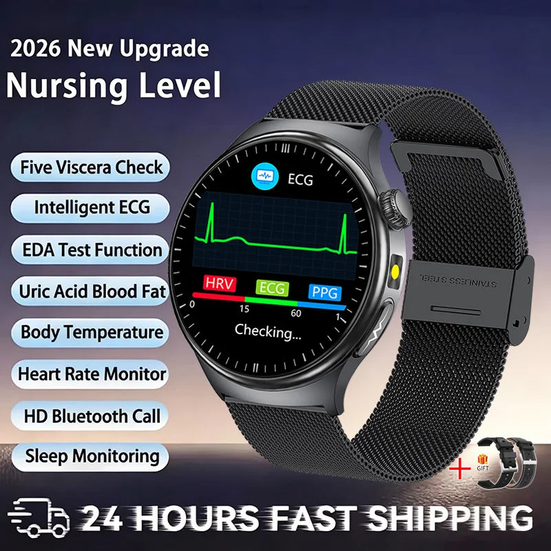 2026 New Health Sport ECG AI Diagnosis Smart Watches Men Heart Rate Blood Pressure IP68 Waterproof Smartwatches For Men Women
