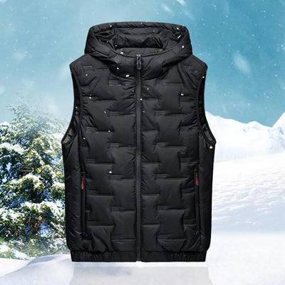 Men Autumn Winter Thickened Waistcoat Hooded Sleeveless | SAMAG