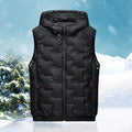 Men Autumn Winter Thickened Waistcoat Hooded Sleeveless Zipper Placket Vest Coat Down Vest Outwear Men's Iinsulated Vest