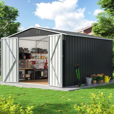 8.2x12 FT Outdoor Storage Shed, Metal Garden Tool | SAMAG