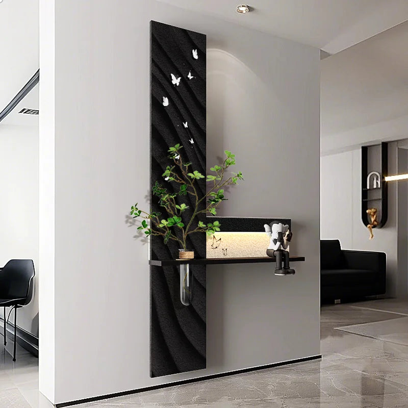Hydroponic Green Plants Entrance LED Decorative Painting Sandstone Home Decoration Living Room Bedroom Corridor Mural Light