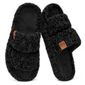 Litfun Winter Fluffy Women's Slippers Anti-slip Open-toe Slides Soft Sole Indoor Slides Furry Warm Cozy Bedroom Women's Slippers