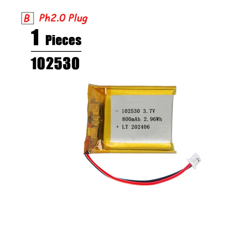 3.7V Lipo Battery Ph2.0 Plug Rechargeable Lithium Battery 3.7V For PS4 Humidifiers GPS Navigation  Bluetooth Speaker MP3 MP4