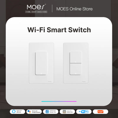 MOES Tuya Wi-Fi Smart Light Switch US Single Pole Push | SAMAG