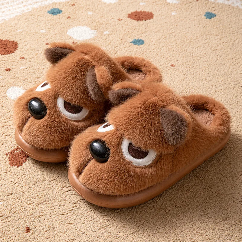 Dog Fluffy Platform Women's Slippers Home Plush Winter Cartoon Designer Woman Shoes Indoor Fuzzy Fur Slides Unisex Soft Non-Slip