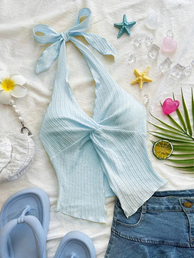 Sexy V - neck Halter Crop Top for Women Summer | SAMAG
