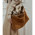 BURMINSA Genuine Suede Leather Hobo Bags Women Vintage Designer Large Shoulder Crossbody Tote Slouchy Soft Office Work Handbags