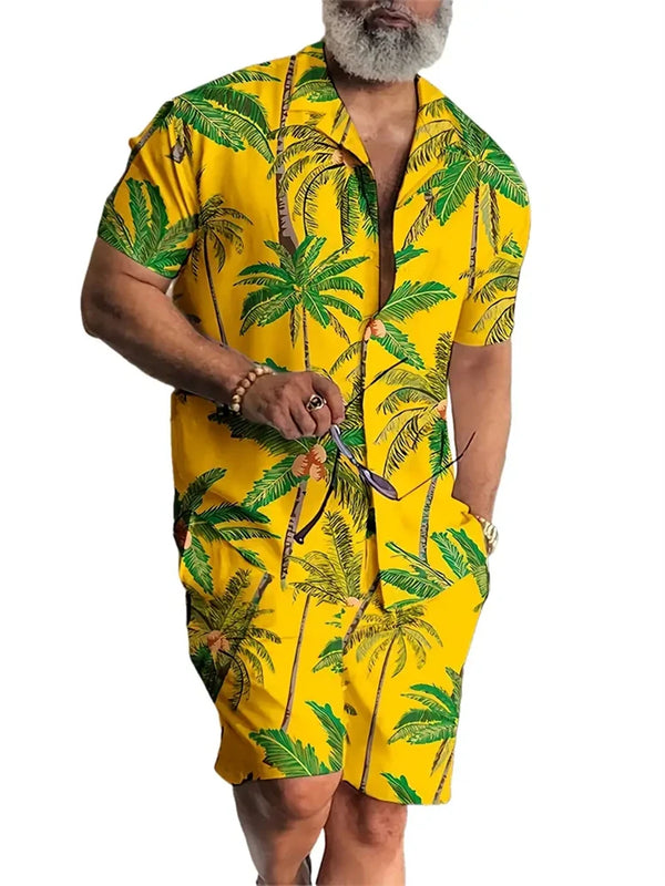 Men's New Hawaiian Short-Sleeved Shirt Shorts Set Summer | SAMAG