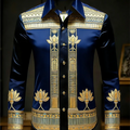 New men's long sleeved shirt with gold lotus 3D printed | SAMAG