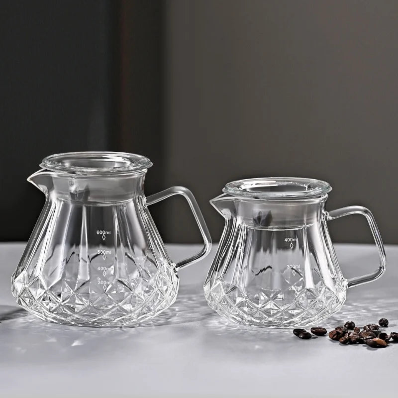 JUSTINLAU Hand Drip Coffee Pot Set High Borosilicate Glass Coffee Brewing Pot Espresso Filter Cups Household Coffee Accessories