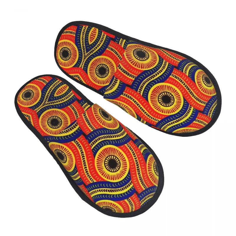Custom Kizomba Samakaka Ankara Print Soft Memory Foam House Slippers Women African Wax Design Comfy Warm Anti-skid Sole Slipper