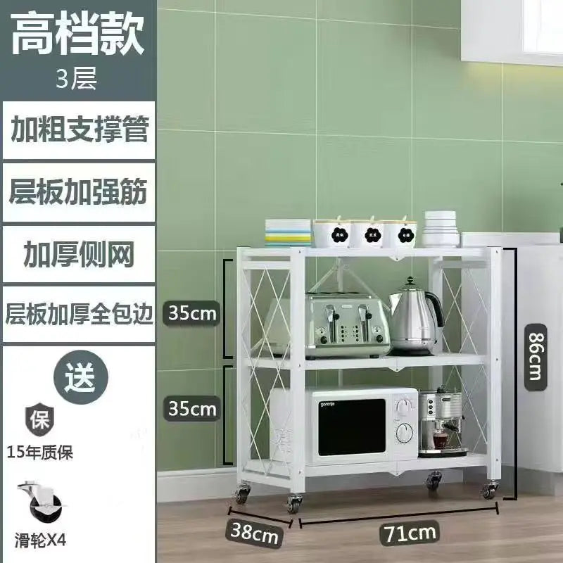 Tool - Free Foldable Microwave Storage Shelving, Removable Multi - Layer Kitchen Organizer Rack for Counter - View 13 | SAMAG