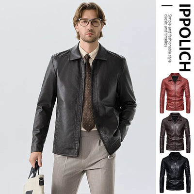 Spring Men's PU Leather Jacket Business Male Slim Fit | SAMAG
