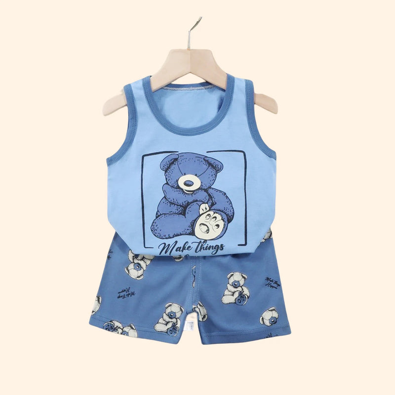 Children Clothing Vest Suit Sets Summer Cotton T - Shirts - View 4 | SAMAG
