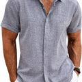 Men's Fashion Casual Solid Color Shirt Pullover Button | SAMAG