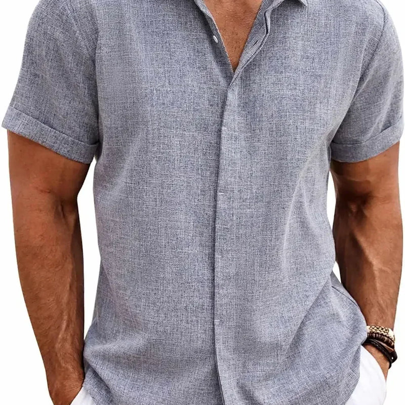 Men's Fashion Casual Solid Color Shirt Pullover Button | SAMAG