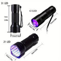 9/12/51LED UV Flashlight Portable Pet Urine Stain Money Detection Torch Blacklight Emergency Waterproof Ultraviolet Flashlight