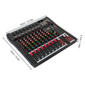 8-Channel Bluetooth Audio Mixer Console, Professional USB DJ Mixing Board with Stereo 2-Track for Live Sound Studio