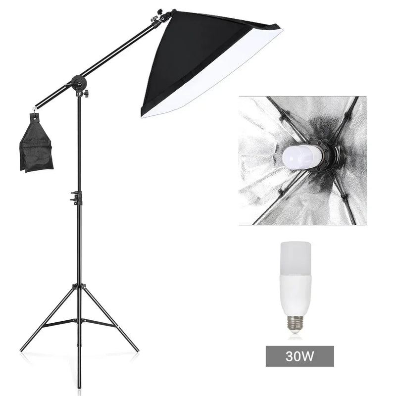 Photo Studio Kit Tripod Light Stand Cross Arm With Weight Bag Photo Studio Accessories Extension Rod 53 -133CM Backdrop Stand