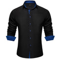Men's Polyester Cotton Solid Black Shirts Long Sleeve | SAMAG