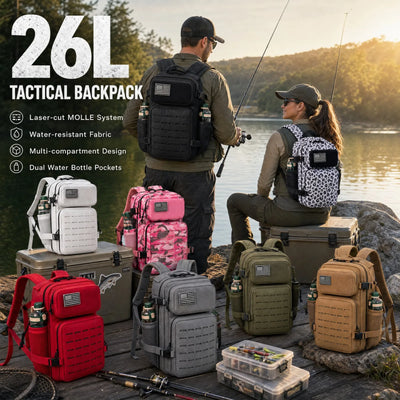 26L Men's Fishing Rucksack with MOLLE System & Double Cup | SAMAG