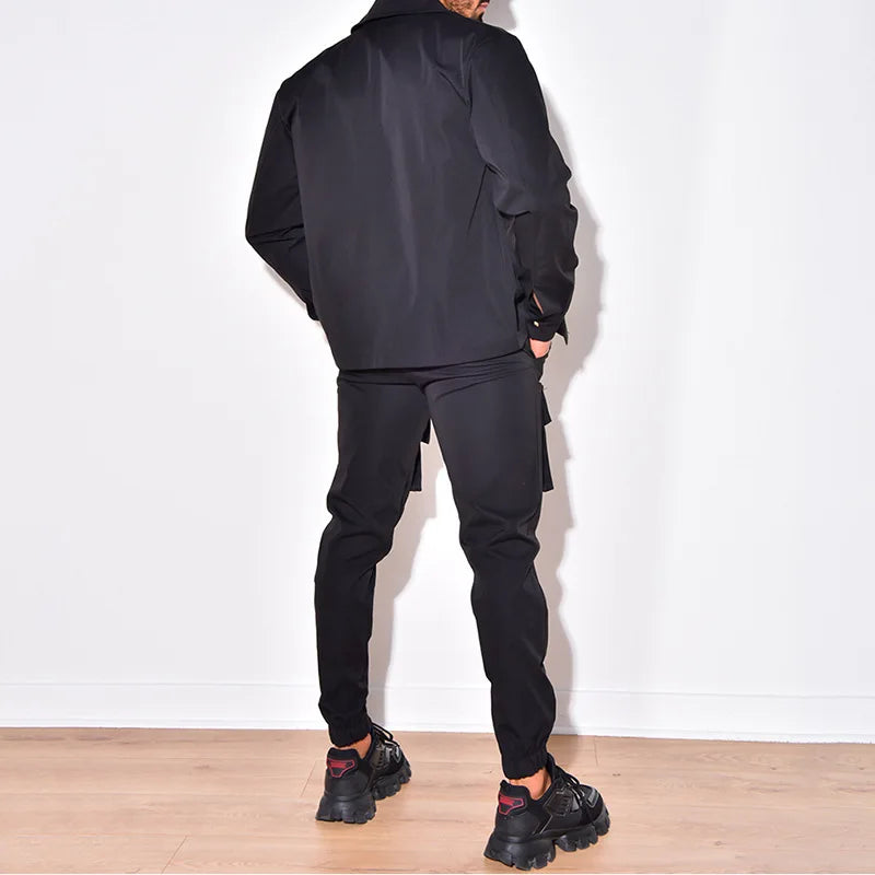 Fashion Men's Casual Sets Male Trend Streetwear Long Sleeve Jacket Coat+Leggings Pants Sport 2 Pieces New - View 2 | SAMAG