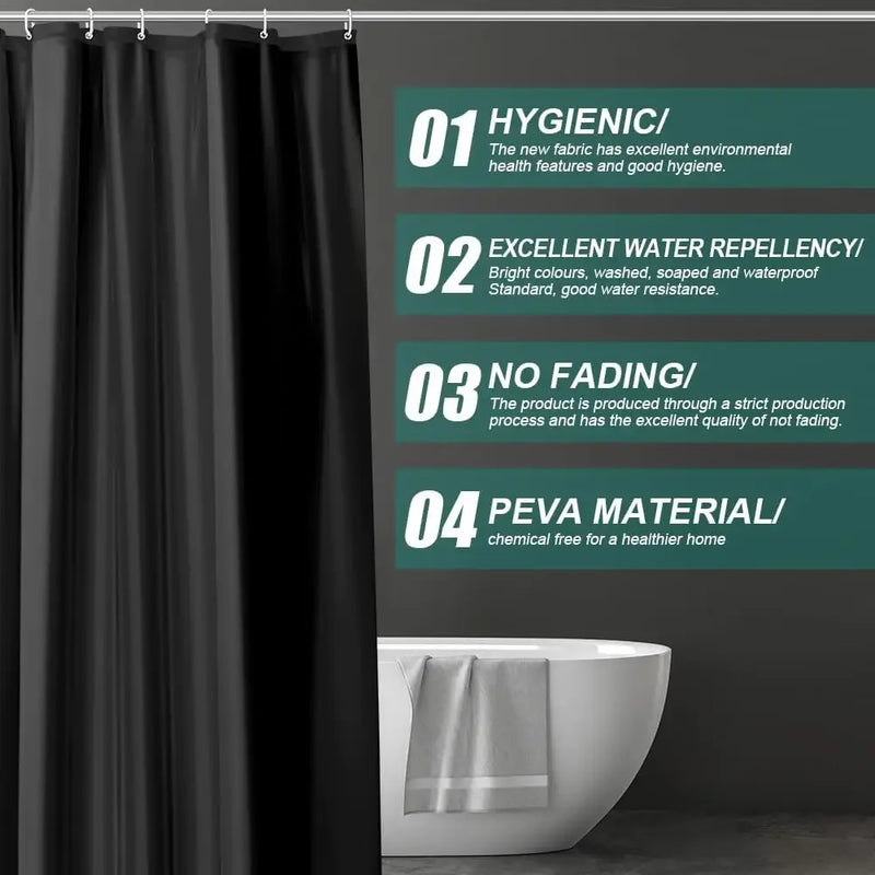 Waterproof Shower Curtain Liner for Bathtub 180x180cm Stall Bathroom Curtain with Magnets Plastic Mold Resistant Shower Curtain