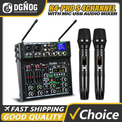 4 Channel Karaoke Audio Mixer with Dual UHF Wireless | SAMAG