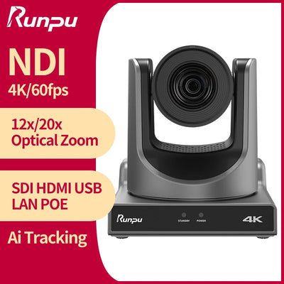 Runpu 4K60FPS NDI Camera POE 12X 20X Zoom AI Tracking PTZ | SAMAG
