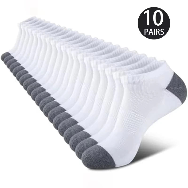 10 Pairs Men Ankle Socks Reinforced Gray Toe Heel | SAMAG