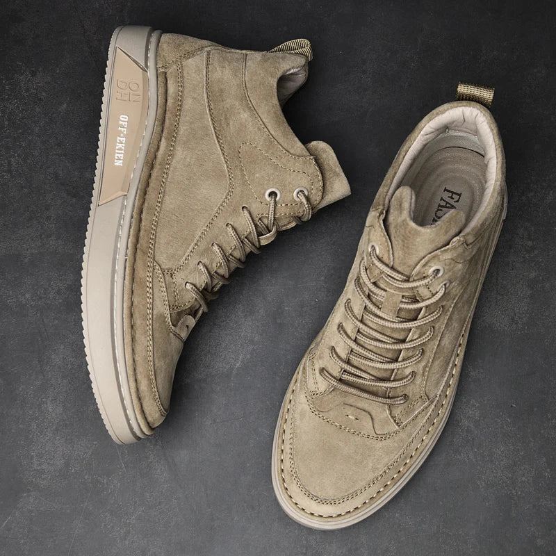High End Brand Winter Hot Selling Men's High Top Shoes Street Trend Cotton Oxford Shoes Men's Genuine Leather Casual Shoes