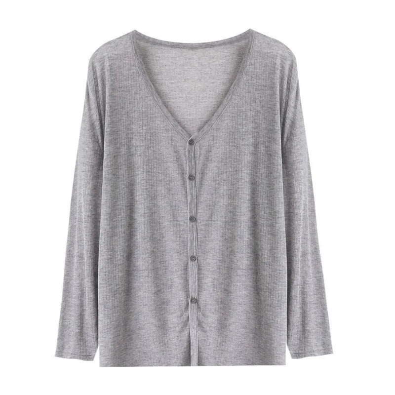 Women's Casual V-Neck Long Sleeve Cardigan, Lightweight Sun Protection Knit Outerwear, Lazy Style Cover Up for All Seasons