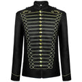 Men's Gold Embroidery Jacket Medieval Retro Blazers Gothic Steampunk Vintage Coat  Vest Hussar Military Drummer Parade Uniform
