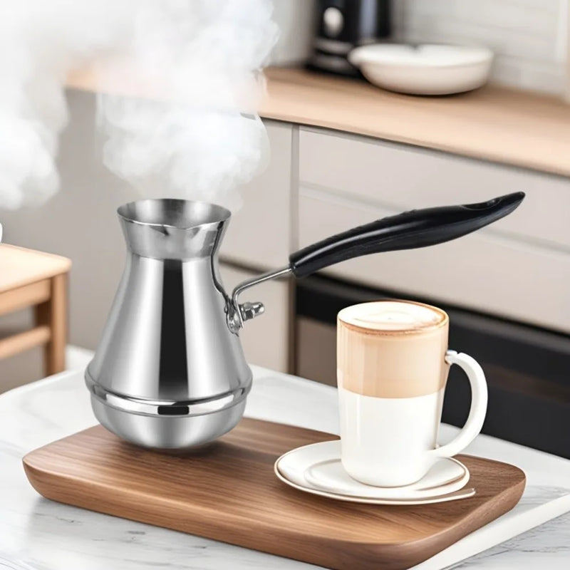 Traditional Turkish Coffee Pot 250-850ml Long Handle Turkish Coffee Maker Insulated Stainless Steel Outdoor Teapot Water Cup